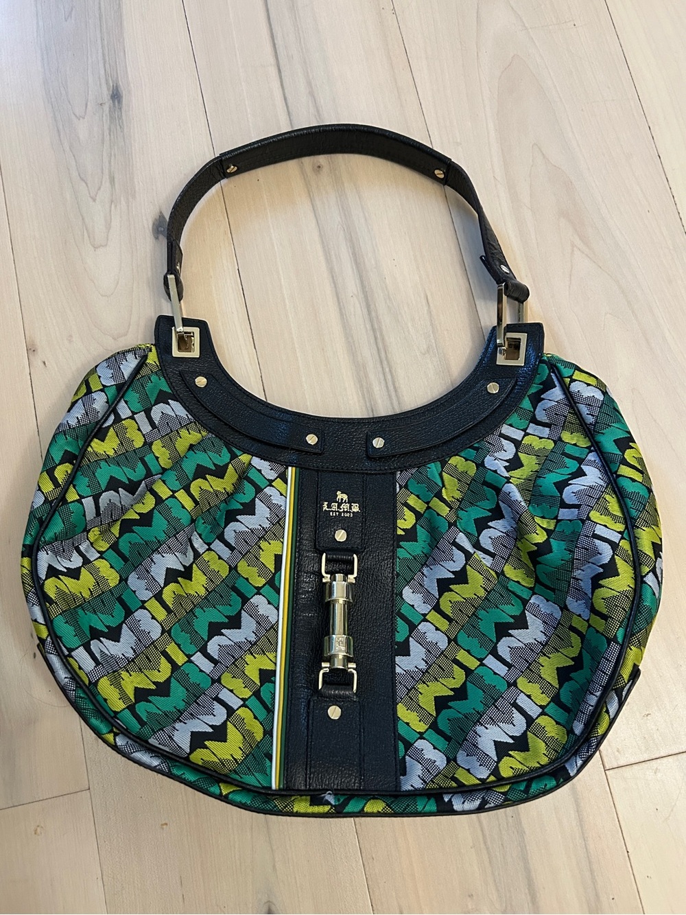 Y2K L.A.M.B. Gwen Stefani Green Canvas Hobo Shoulder Bag Rasta